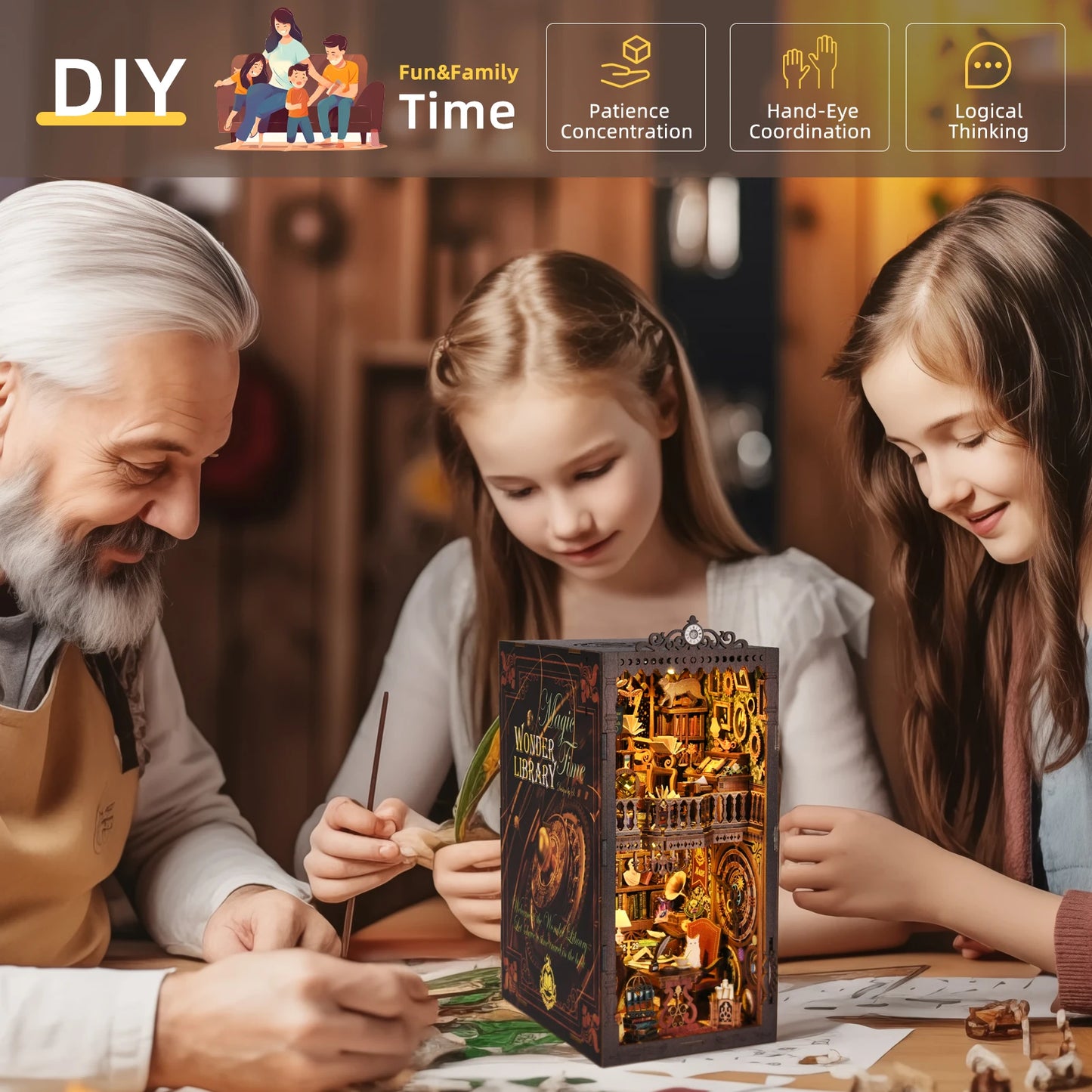 ASLOWSNAIL Book Nook Kit The Time Book Club 3D Puzzle