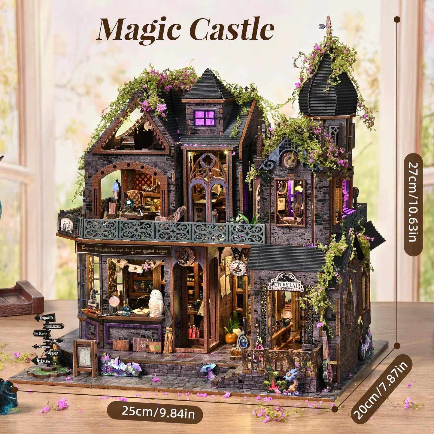ASLOWSNAIL Magic Castle 3D DIY Wooden Book Nook Kit Decor