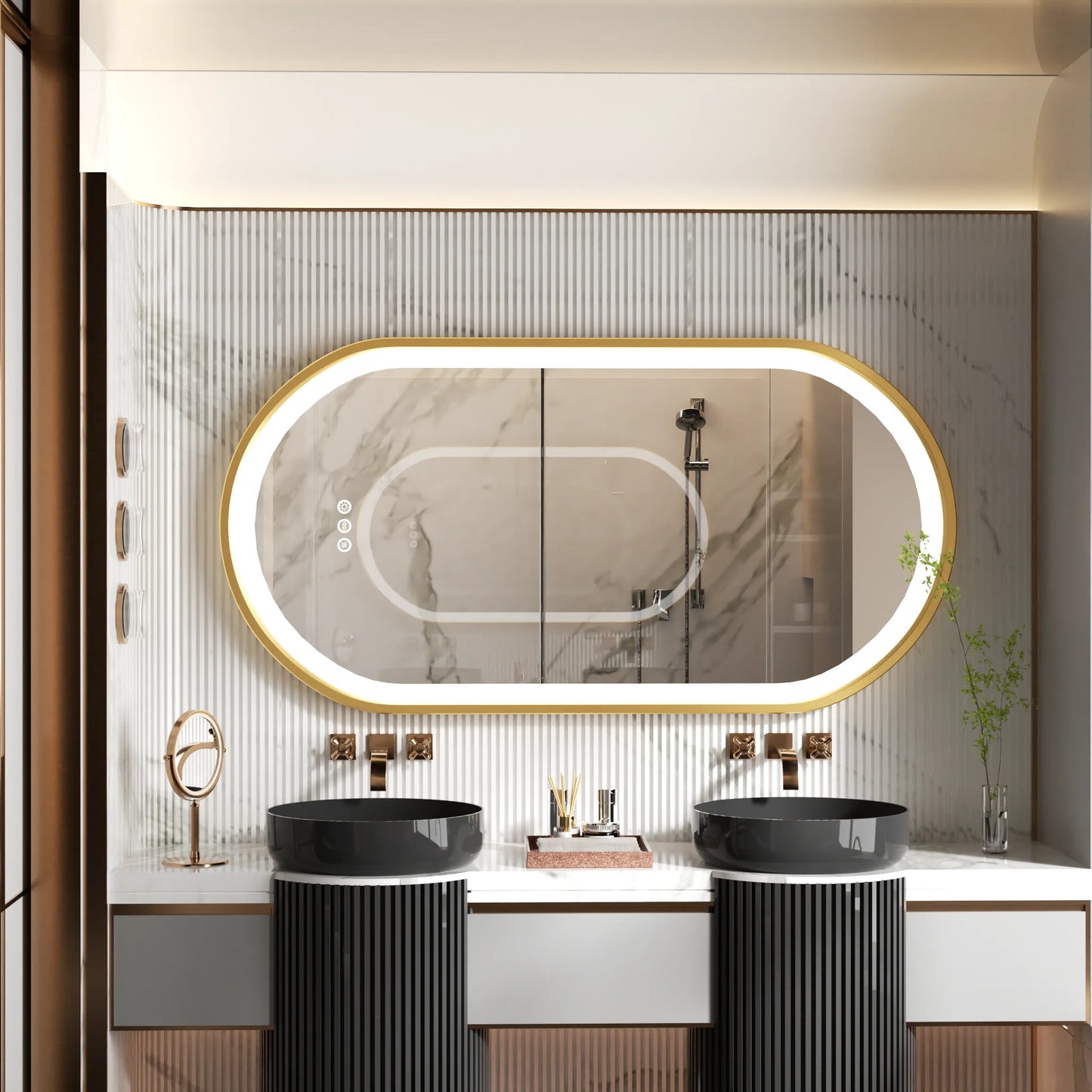 Wisfor Led Oval Bathroom Mirror With Stepless Dimmable Light