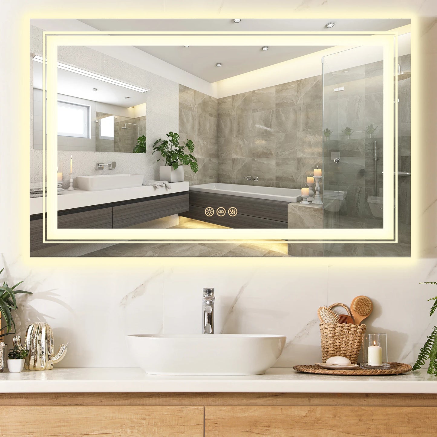 Wisfor LED Bathroom Mirror Backlit Anti-Fog Shatter-Proof With Memory