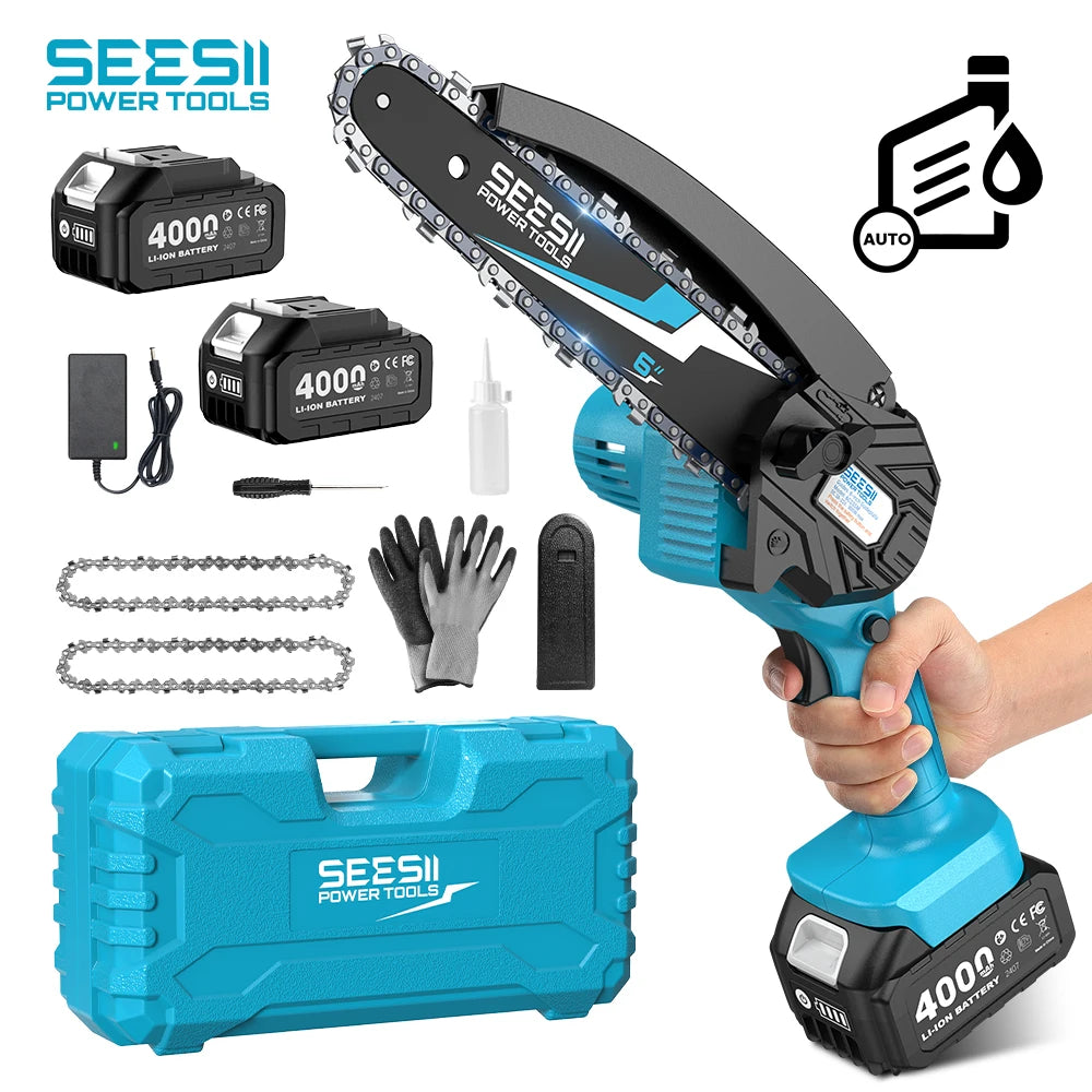 Seesii Cordless Mini Chainsaw Electric Pruning Saw
