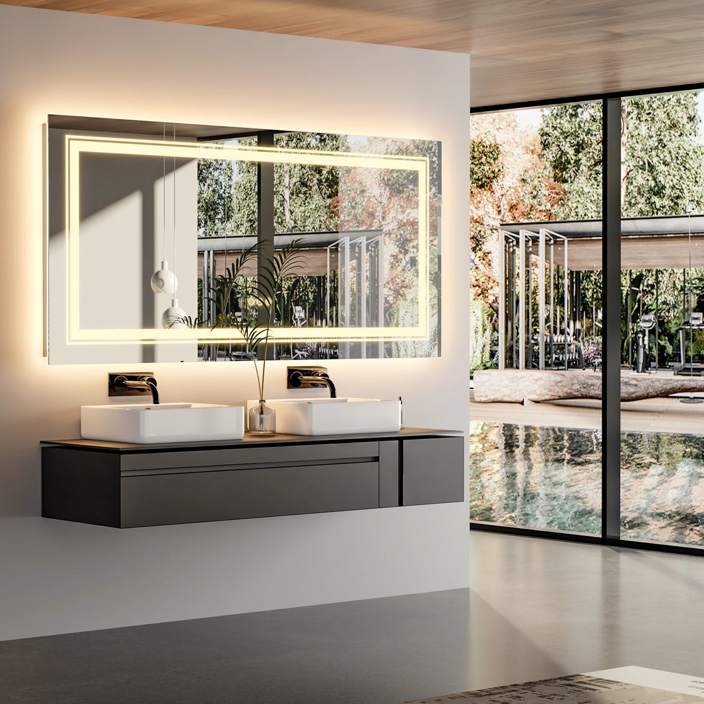 Wisfor LED Bathroom Mirror Backlit Anti-Fog Shatter-Proof With Memory