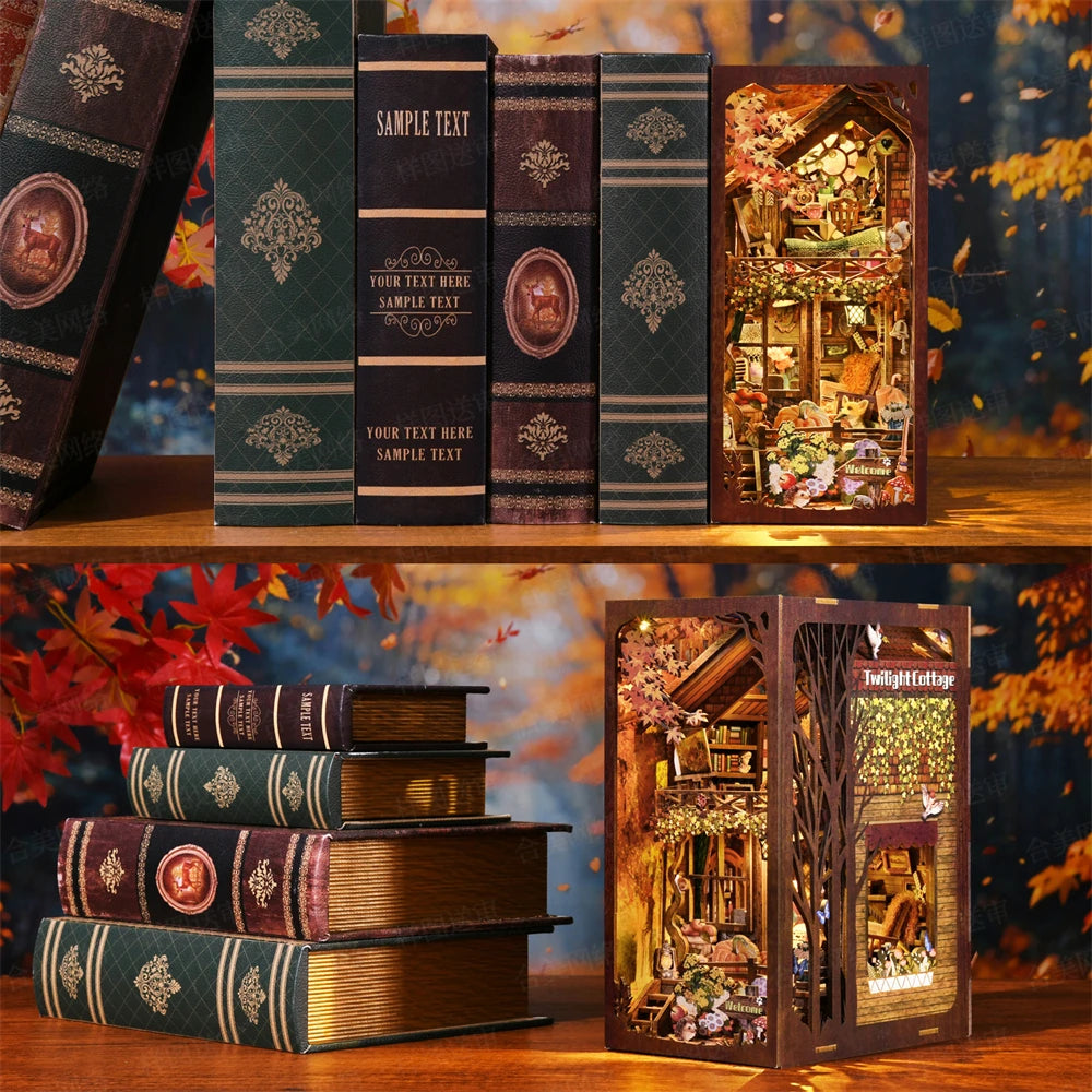 ASLOWSNAIL Puppy Family Book Nook Kit Dollhouse Decor