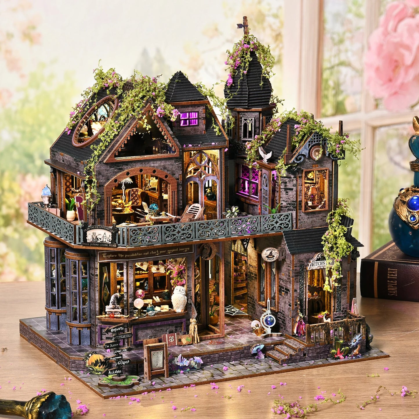 ASLOWSNAIL Magic Castle 3D DIY Wooden Book Nook Kit Decor
