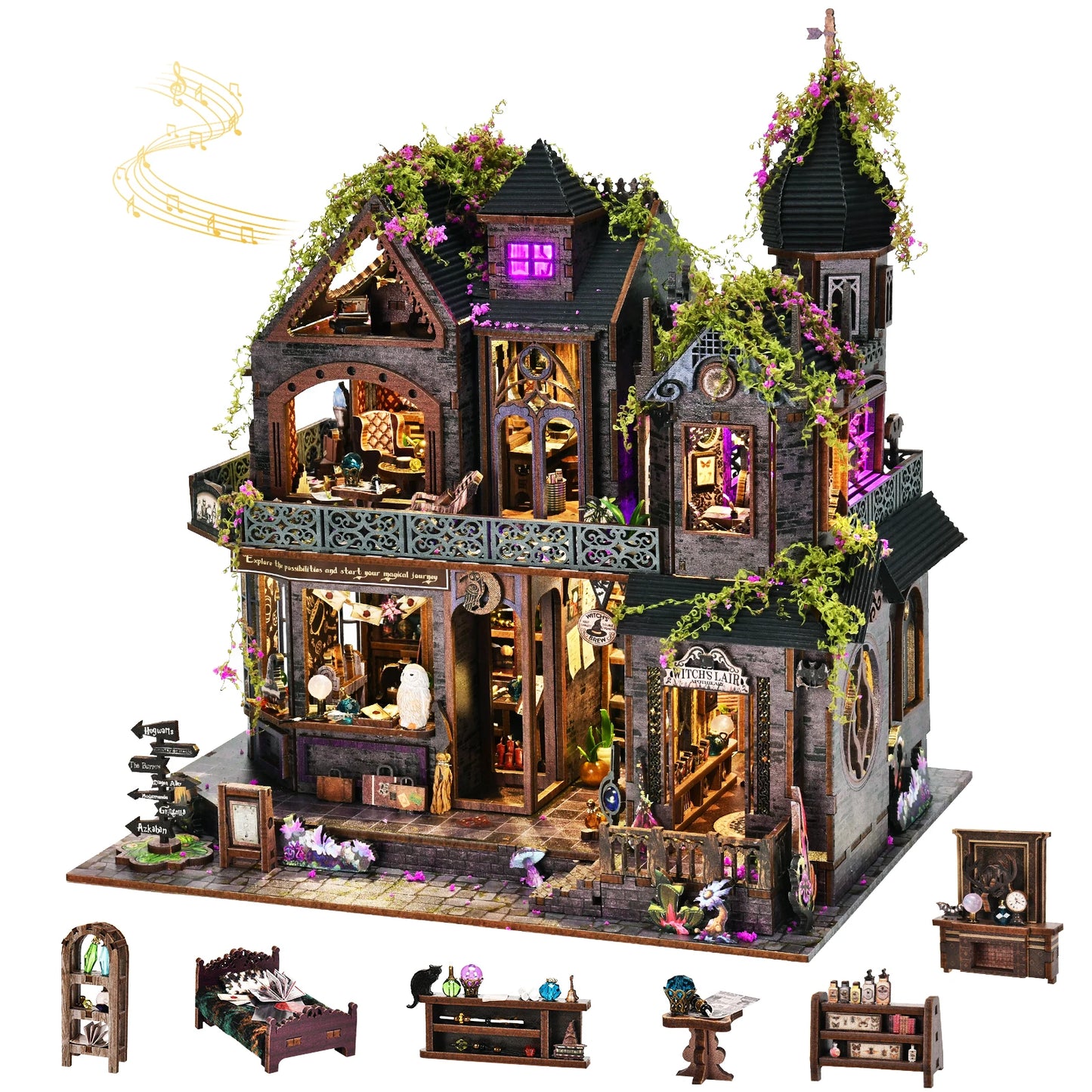 ASLOWSNAIL Magic Castle 3D DIY Wooden Book Nook Kit Decor