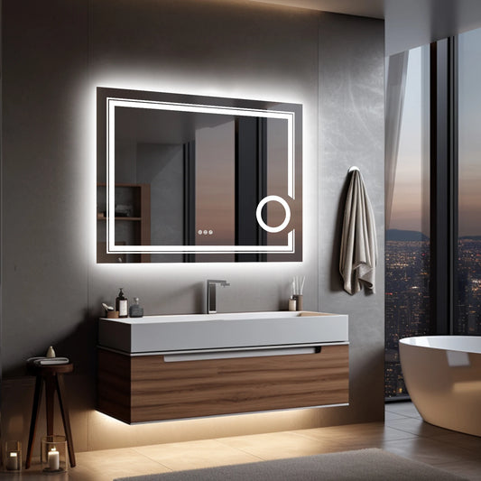 Wisfor LED Lighted Smart Bathroom Mirror With 3X Magnifier