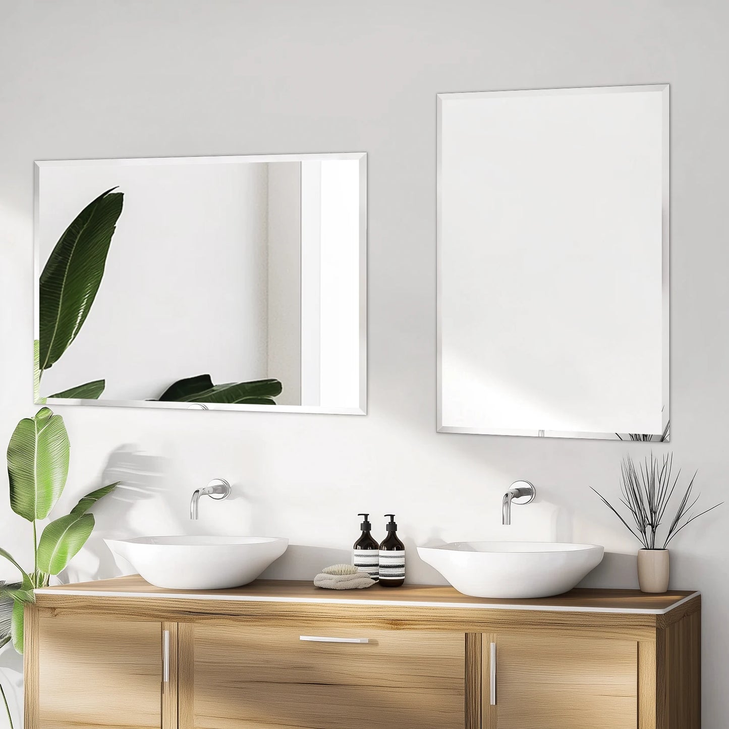 Wisfor Frameless Bathroom Mirror Over Sink With Beveled Edge