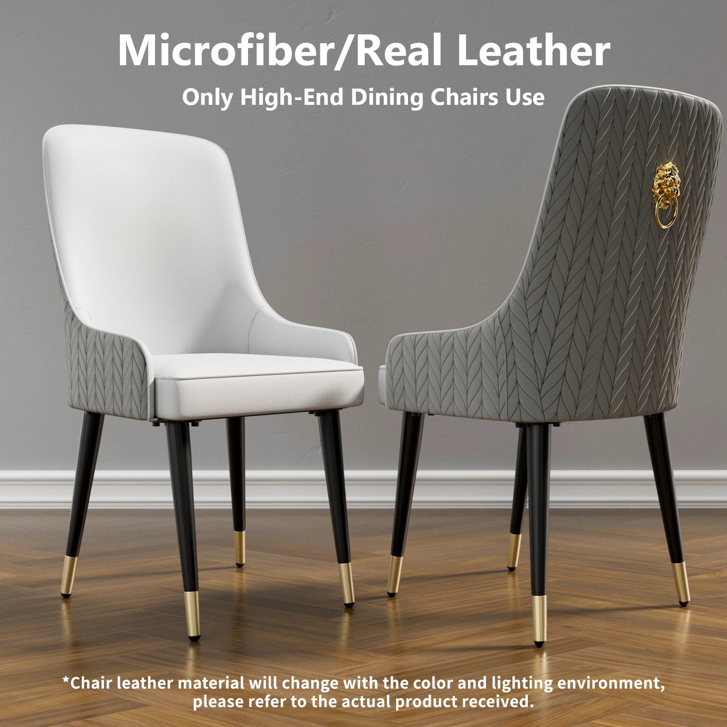 Modern PU Leather Dining Chairs Set 2 With Metal Legs
