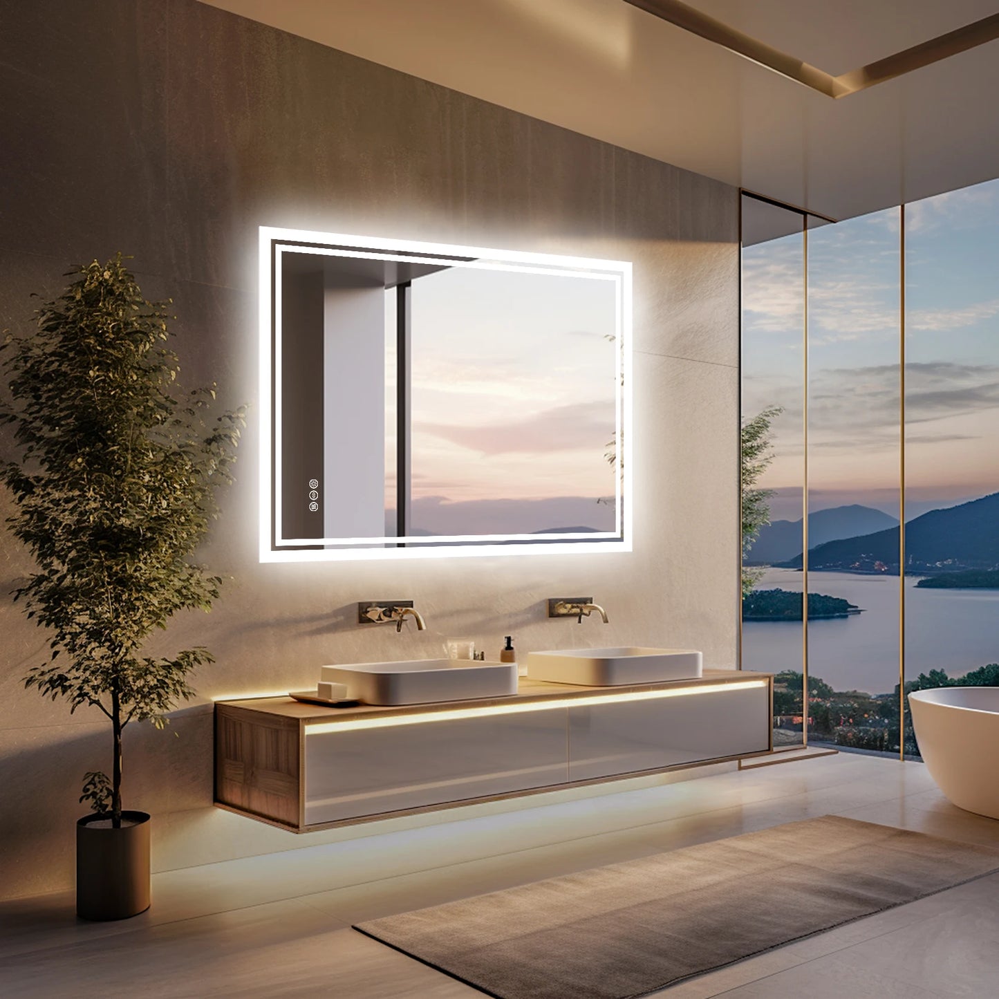 Wisfor LED Backlit Mirror Bathroom Vanity With Anti-Fog, Dimmable, CRI90+