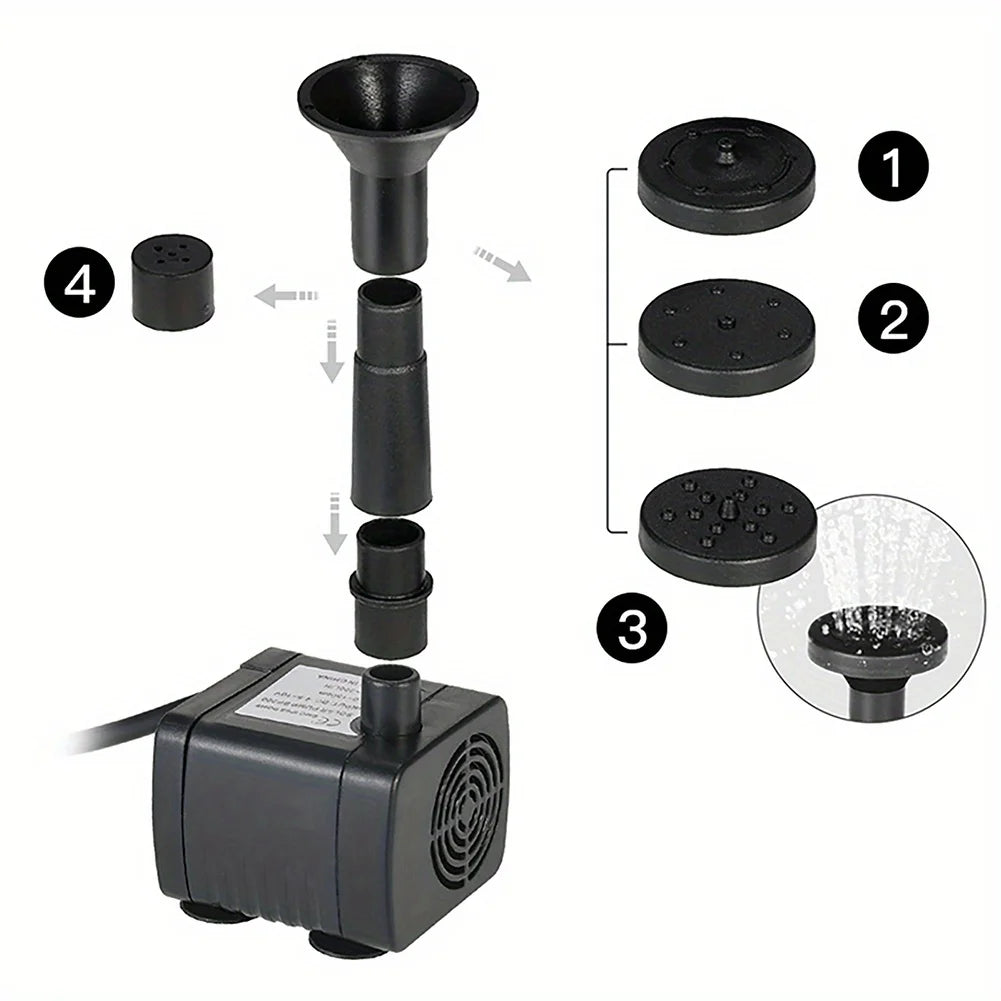 Solar Fountain With Six Nozzles Floating Water Pump For Gardens