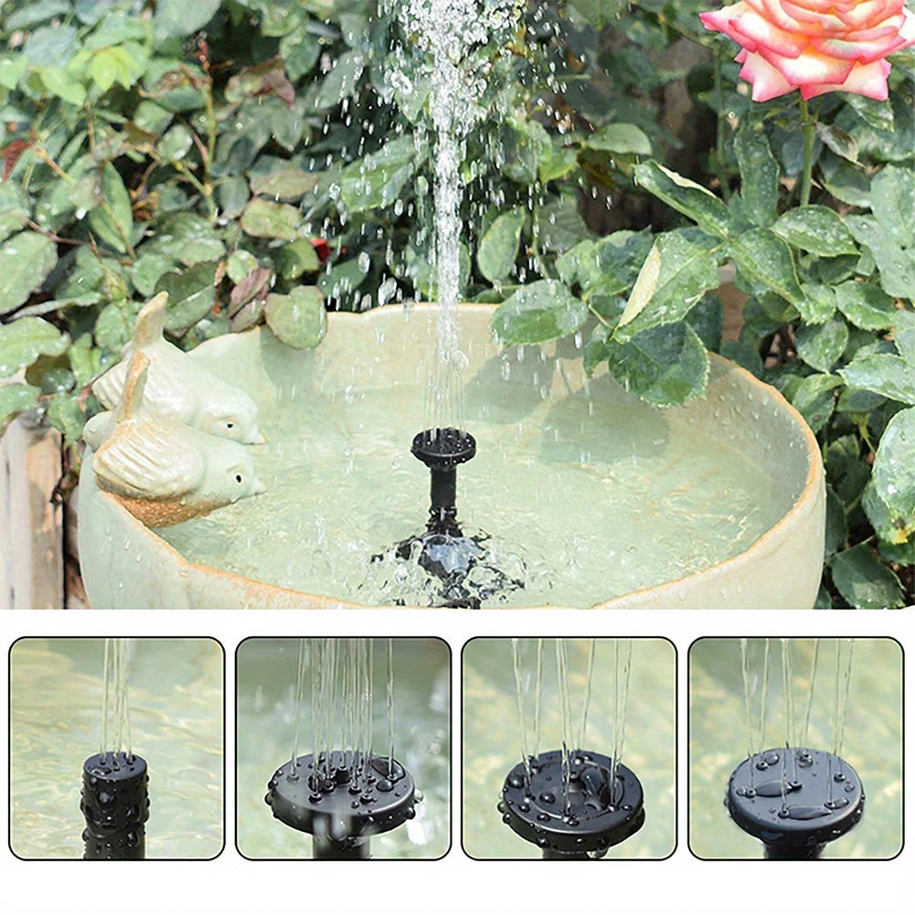 Solar Fountain With Six Nozzles Floating Water Pump For Gardens