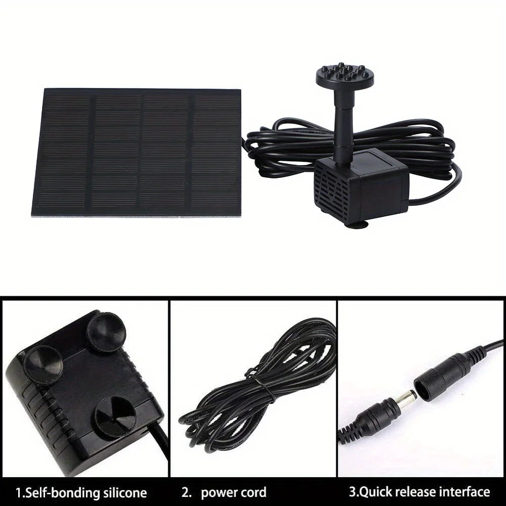 Solar Fountain With Six Nozzles Floating Water Pump For Gardens