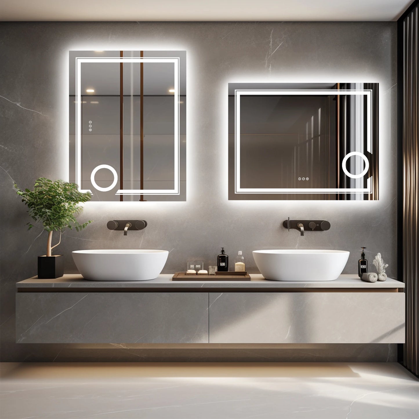 Wisfor LED Lighted Smart Bathroom Mirror With 3X Magnifier