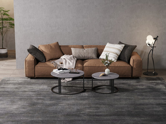 Wisfor Circle Nesting Coffee Tables Set Modern Stone Top