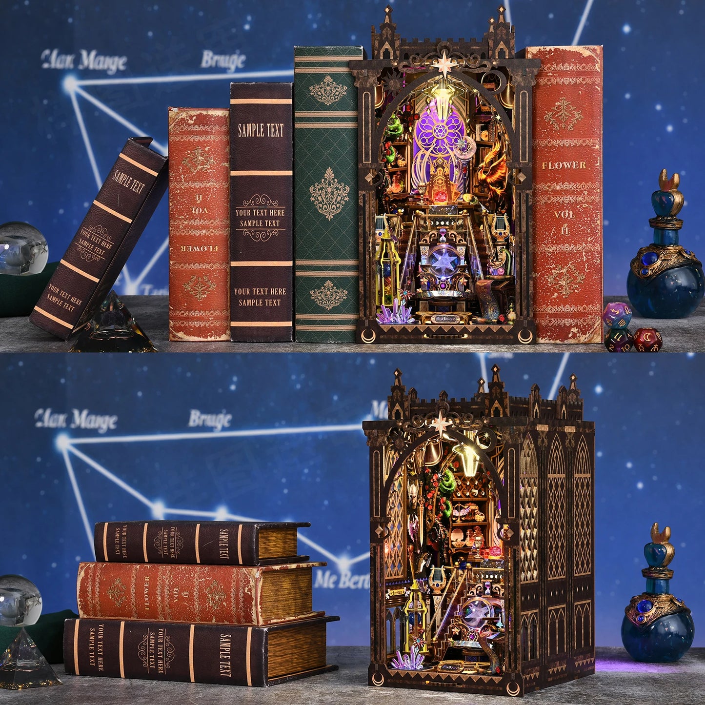 ASLOWSNAIL Book Nook Kit Twelve Constellations 3D Puzzle For Bookshelf