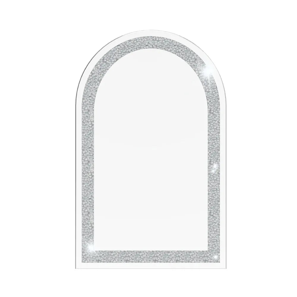 Crystal Crush Diamond Silver Frameless Oval Mirror